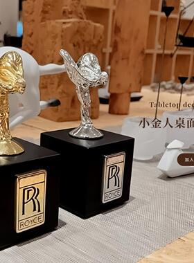RR欢庆女神 摆件 黄铜客厅书柜简约桌面镇纸雕塑轻奢开业乔迁礼物