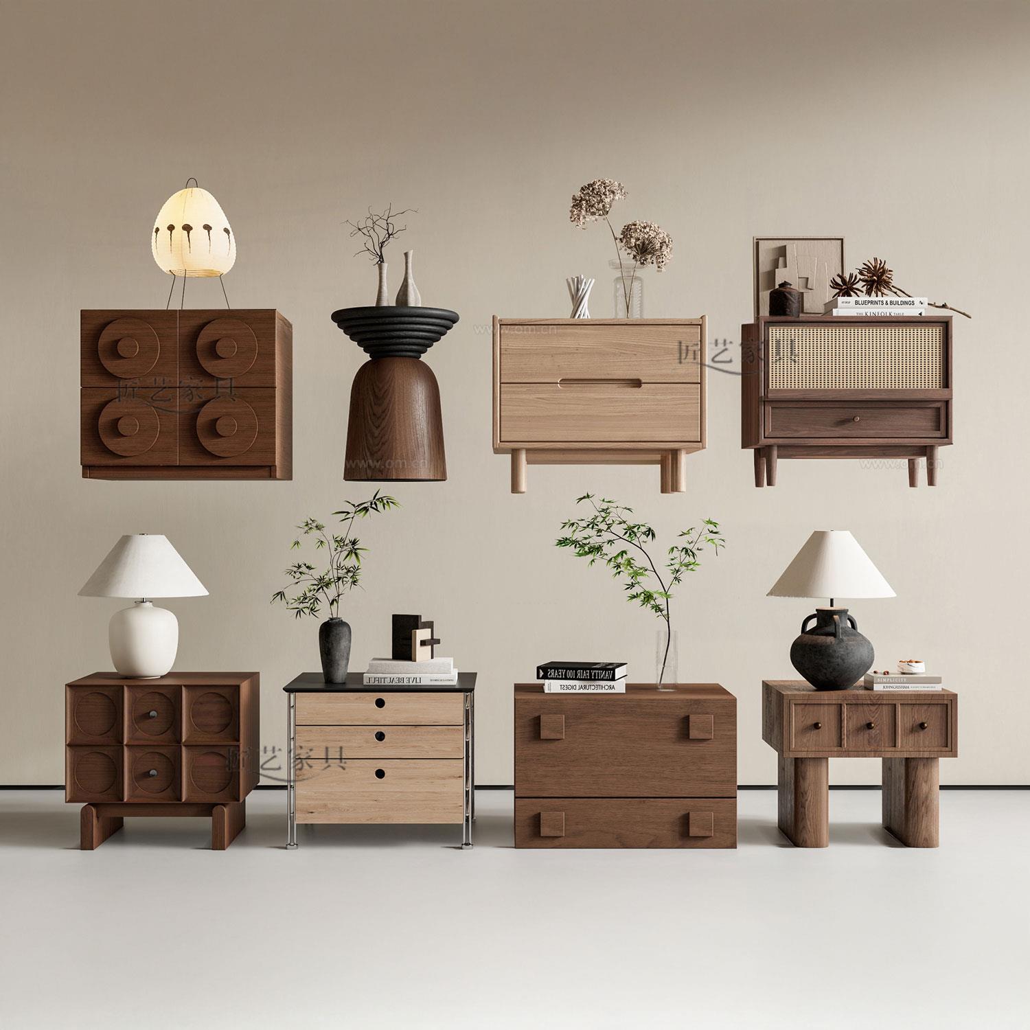 新中式实木床头柜卧室边柜宾馆矮柜储物柜酒店角柜