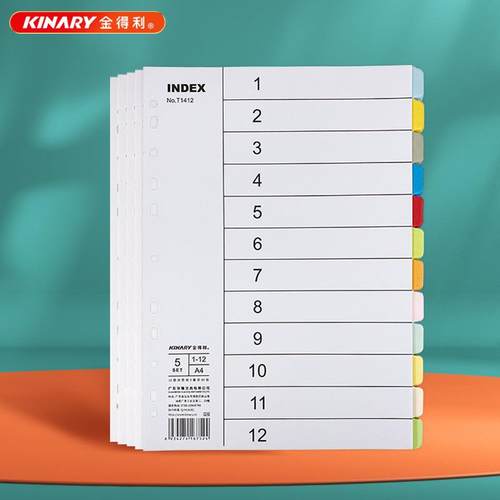 彩色分页纸60张/彩色12页(5套) A411孔隔页纸index索引纸标签活页