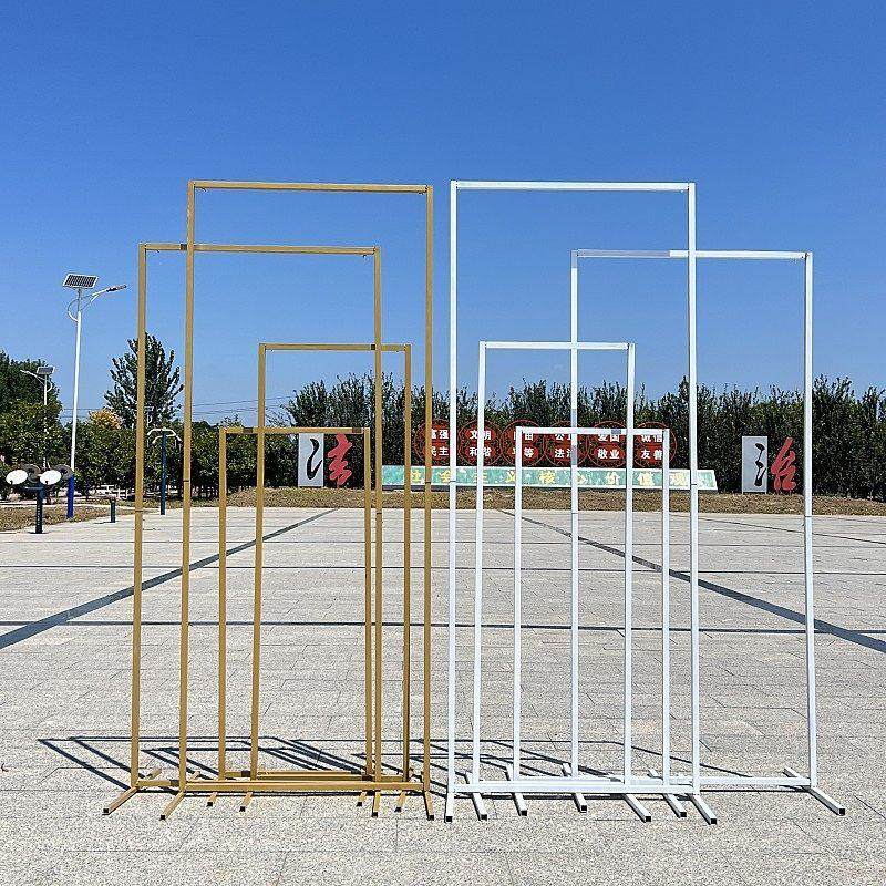 新款婚庆铁艺屏风长方框婚礼舞台装饰背景架几何方框路引背景装饰