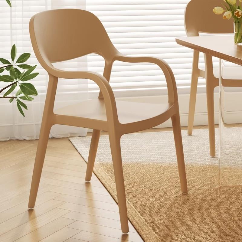 北欧塑料椅子家用餐桌椅加厚现代简约扶手靠背椅餐厅凳子商用餐椅