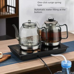 23x37纯钛薄边嵌入式 全自动底部双上水电热烧水壶煮茶壶泡茶炉台