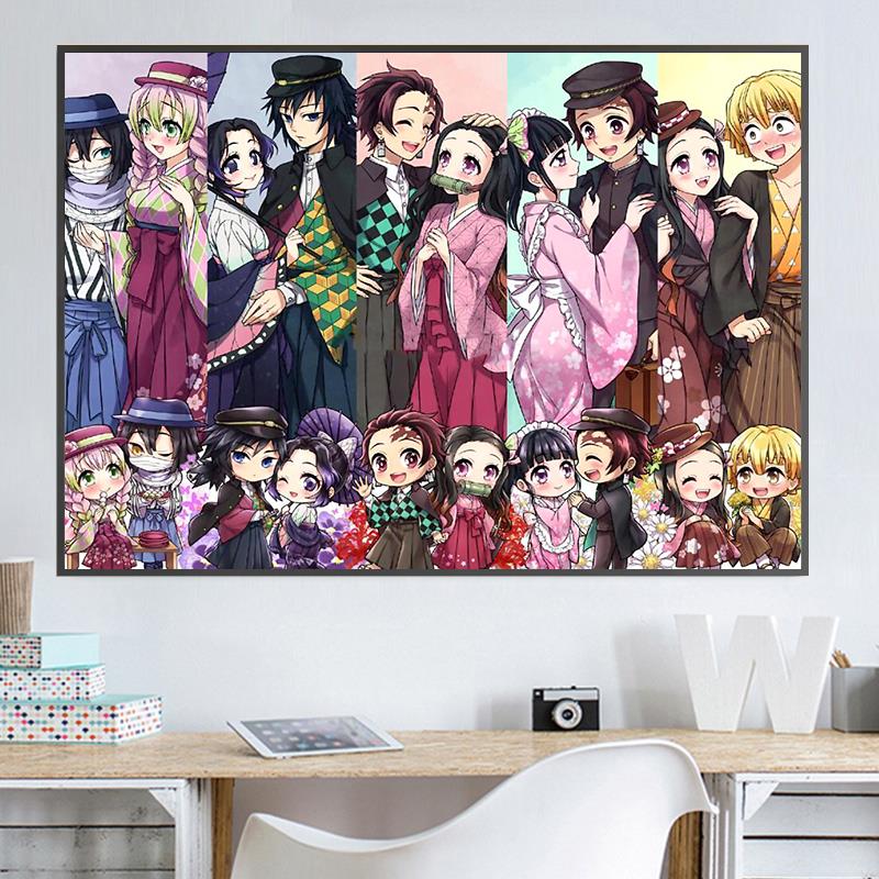 卡通动漫情侣钻石画满钻新款2025鬼灭之刃贴钻十字绣卧室床头客厅