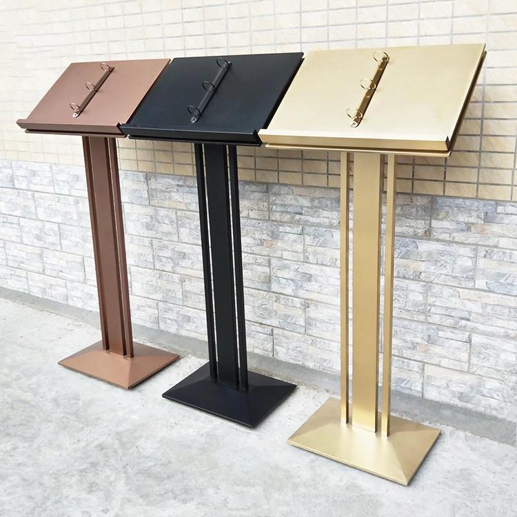 合同架菜单架不锈钢立式落地展示架玫瑰金资料架古铜广告牌折页架