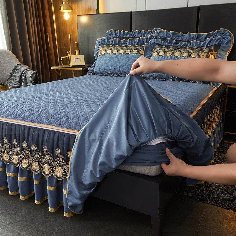 欧式夹棉床笠式床裙款二合一可拆卸床罩单件床围裙保护套四季通用,床上用品,床裙,淘宝优惠券,粉丝福利购,淘宝优惠卷