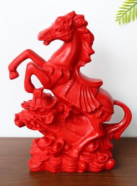 朱砂家居客厅摆件马上发财公司前台办公室装饰摆设红色马百财白菜