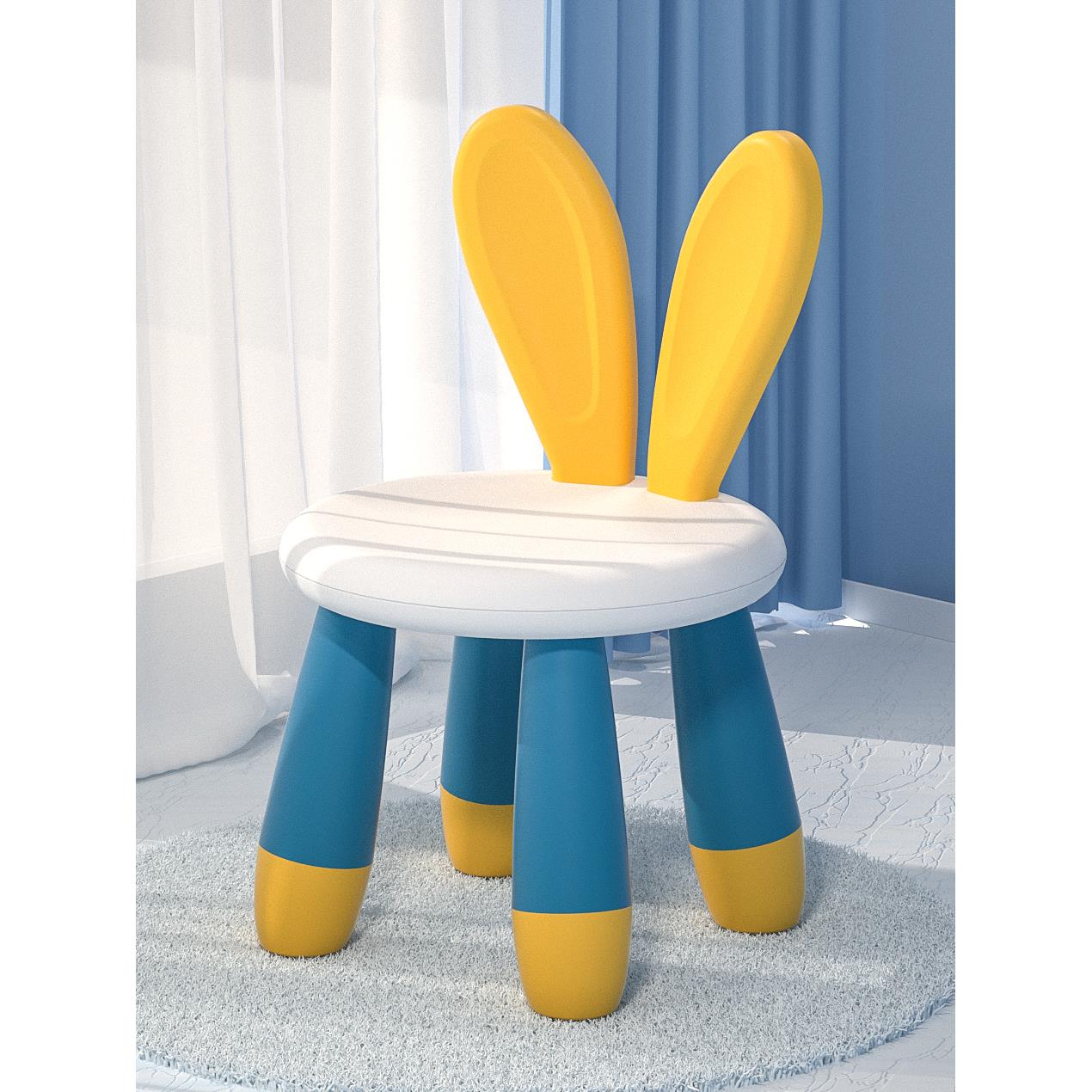 Veebee儿童塑料靠背椅套装加厚婴儿幼儿园家庭防跌倒小板凳1岁