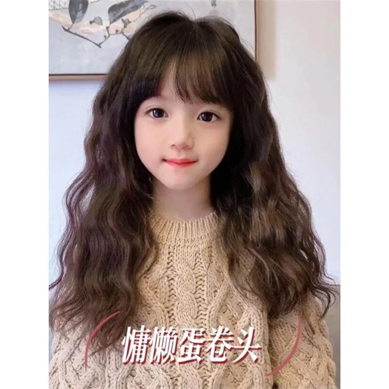速发假童儿发孩长卷发套波浪可爱宝宝拍照表演自然长发整顶全头大