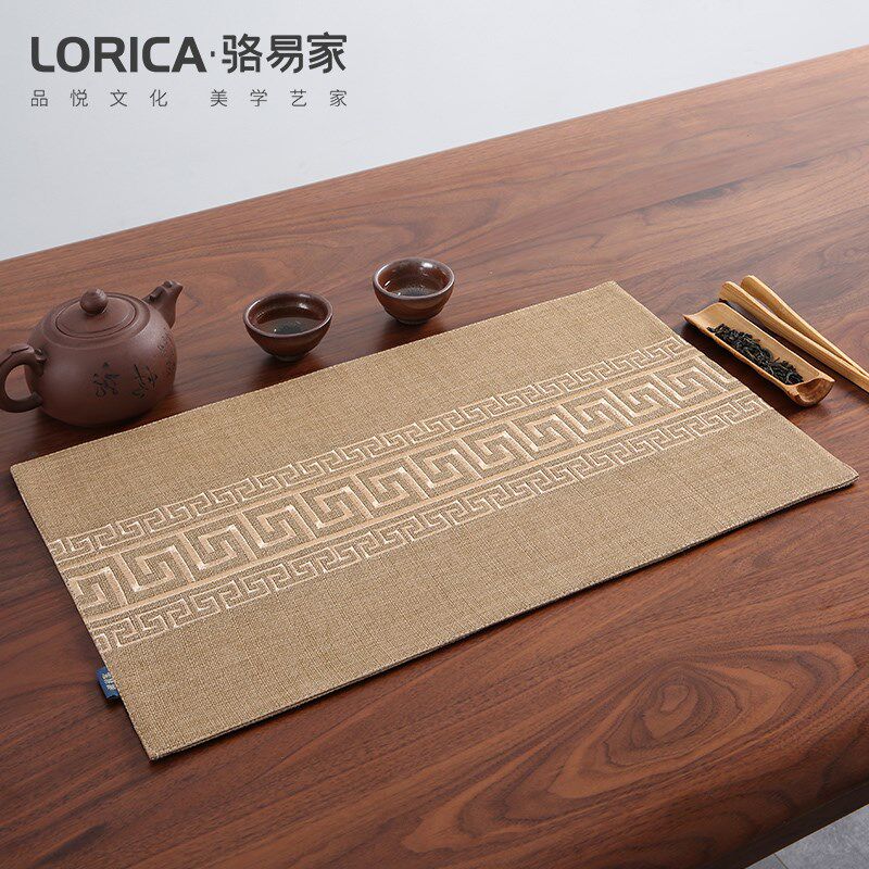 速发【前程里】茶杯防水隔热餐垫茶桌垫布意禅刺绣茶桌布席垫