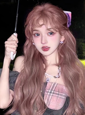 速发假发灰紫色头发大波浪长蓬发甜美可爱卷松全长套式