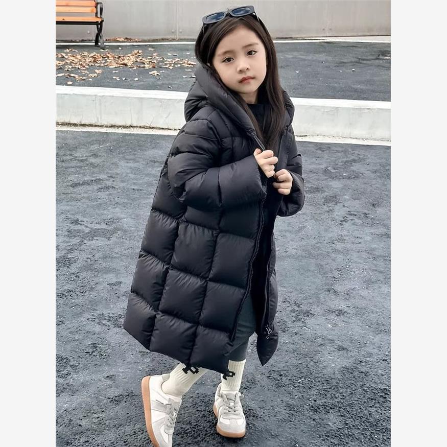 儿童棉服中长款2024新款洋气女童加厚外套男童棉衣圆领带帽棉袄潮