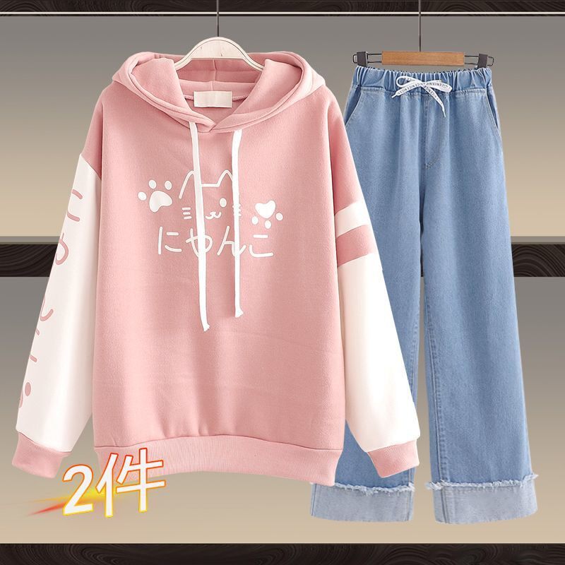 女套装初中生卫衣2024女装新款少女学生春秋宽松休闲学院单/套装