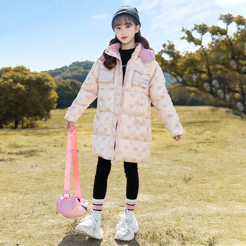 女童冬装羽绒服轻薄免洗洋气2026新款大童儿童冬季中长款防寒外套