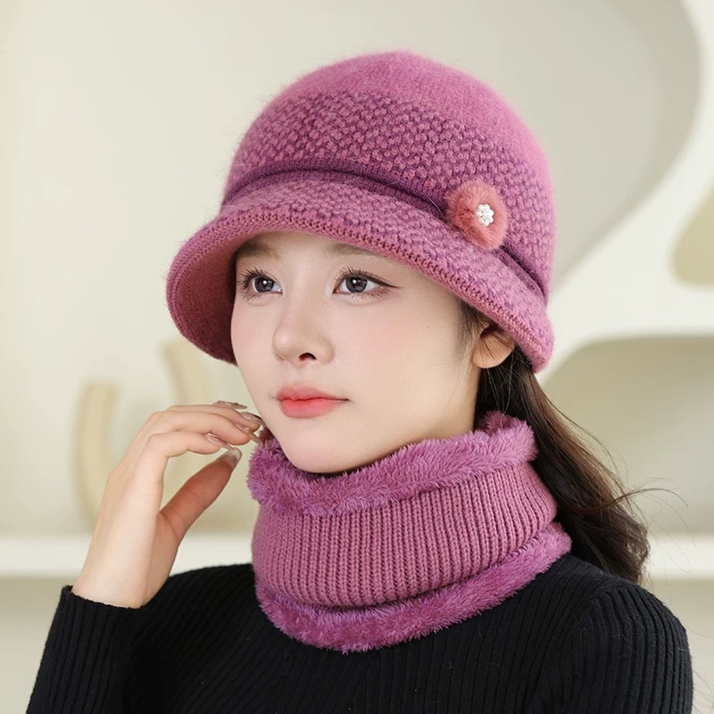 新款中老年人冬天女款帽子老太太妈妈保暖加绒羊毛呢盆帽洋气百搭
