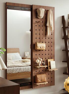 木洞洞实穿衣镜隐藏式推拉全板镜子家身用可关闭壁挂墙MA09玄关试