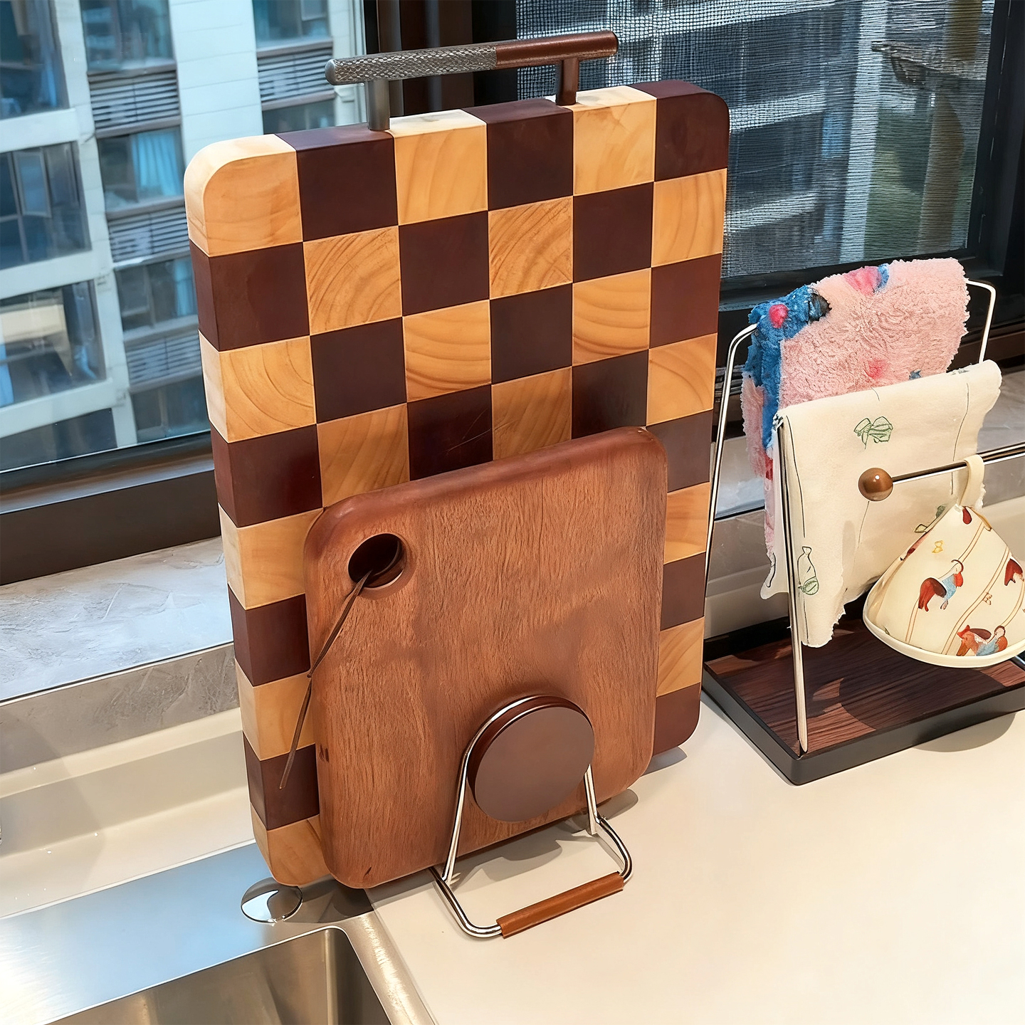 【新家的100个快递】中古风砧板架厨房台面锅盖架家用收纳置物架