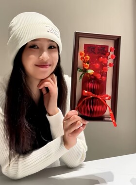 把好运框起来蜂窝装饰相框2026马年春节过年装扮客厅玄关摆件布置