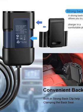 8车充4U孔SB多QC3A.0一拖四车载充电器1.8米后排8A黑色延长带线车