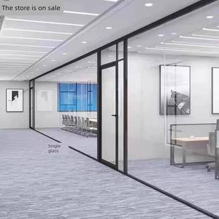 武汉办公室玻璃隔断墙铝合金百叶双层钢化定制木门隔音高隔断