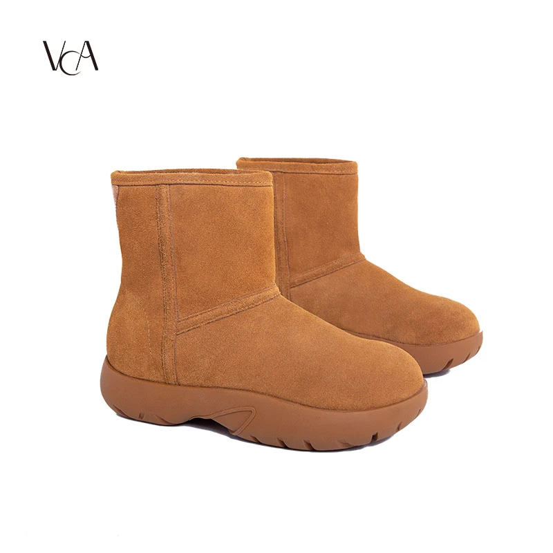 VCA女鞋雪地靴真皮加绒加厚