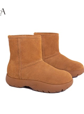 VCA女鞋雪地靴真皮加绒加厚中筒保暖高帮2025冬季新款羊皮毛一体