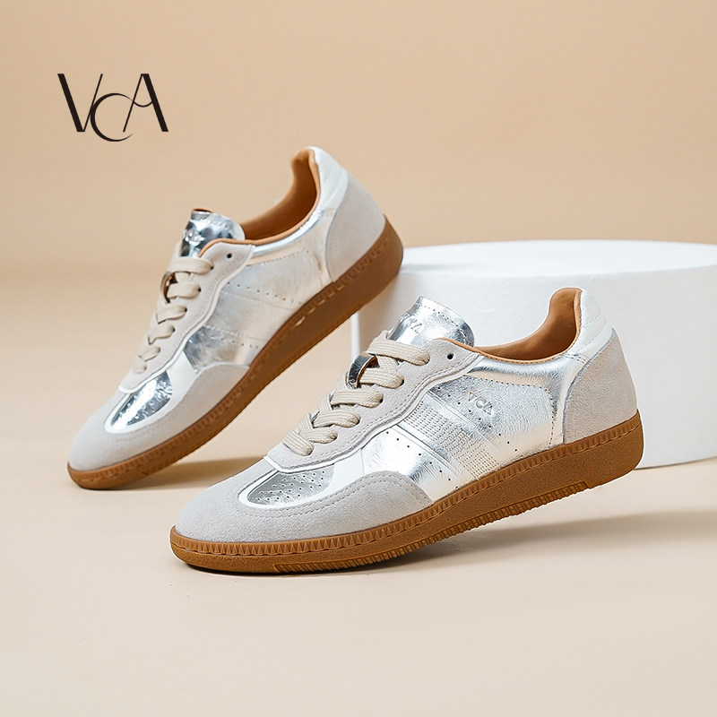 VCA2025新款真皮德训鞋女平底鞋透气运动鞋休闲鞋轻便不累脚减震,女鞋,德训鞋,淘宝优惠券,粉丝福利购,淘宝优惠卷