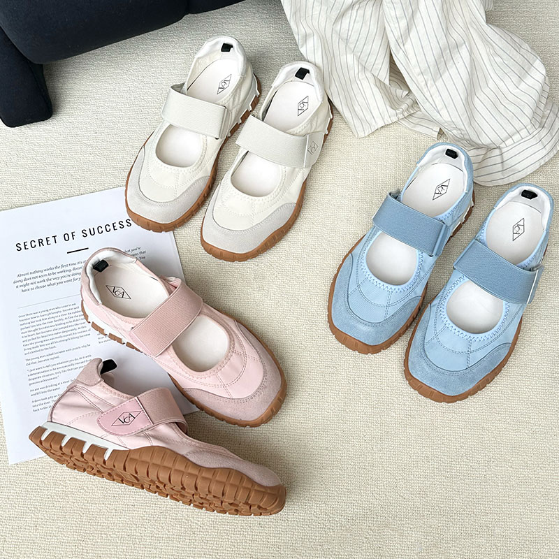 VCA女鞋2025夏季芭蕾舞鞋真皮休闲鞋轻便不累脚平底鞋凉鞋运动鞋