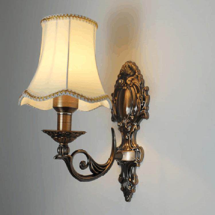 简约时尚布艺壁灯，卧室床头壁灯，客厅走廊LED欧式仿古壁灯