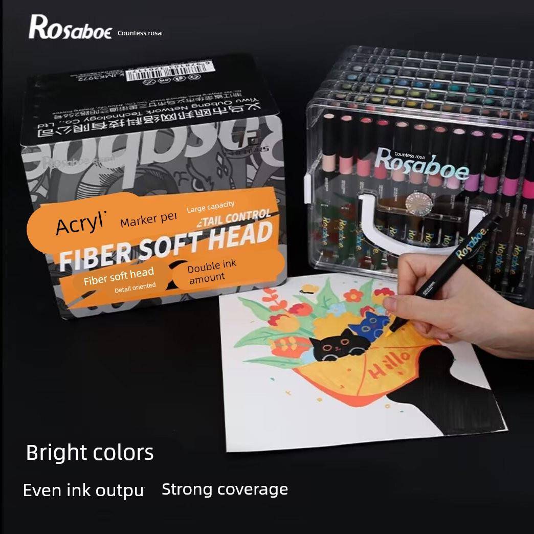 罗莎伯爵QW-3972-美术绘画72色大容量纤维头丙烯马克笔
