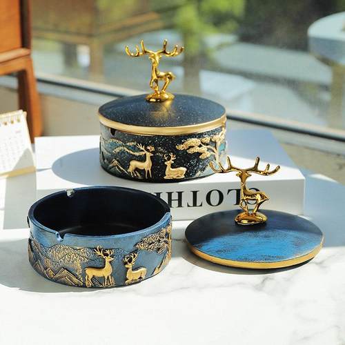 个性烟灰缸防飞灰办公室创意漏斗车载家用带盖客厅卧室现代烟灰缸