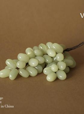 梵其进口天然玉石葡萄串彷真水果摆件轻奢高档客厅桌面创意装饰品