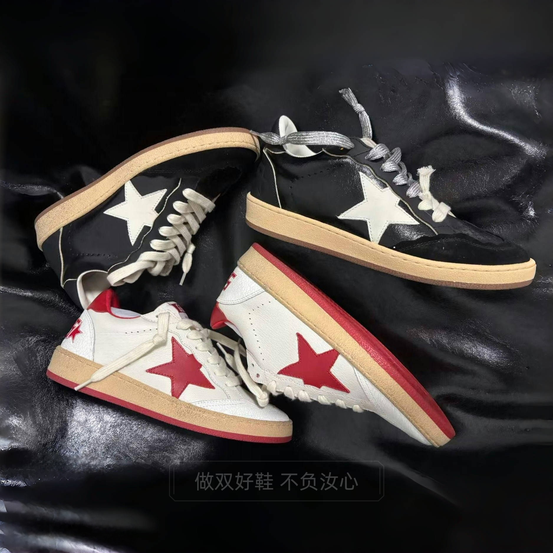 实图拍摄做旧星星小脏鞋红星高帮平底复古情侣板鞋真皮脏脏小白鞋