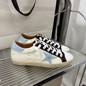 真皮脏脏小白鞋 实图拍摄做旧星星小脏鞋 蓝星蓝尾百搭情侣增高板鞋