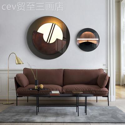 网红轻奢厅装饰画抽象现代玄北圆客形创意沙发背景墙壁画欧关餐挂