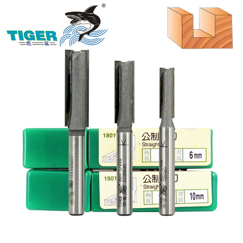 虎鲨公制直刀1801虎鲨刃刀 1/4柄 木工双刃镂铣刀 修边机开槽铣刀