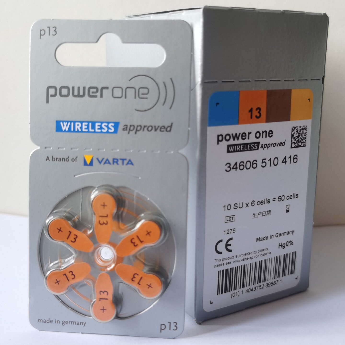 德国进口powerone助听器电池P13号峰力瑞声达海之声耳机锌空电子