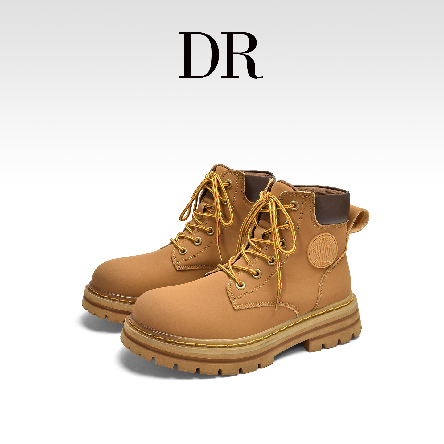 工装马丁靴厚底增高耐磨大黄靴