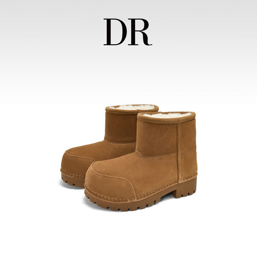 真皮加厚羊毛厚底保暖大头雪地靴