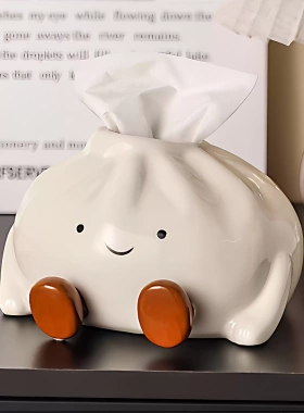 可爱创意包子造型陶瓷卫生纸盒高