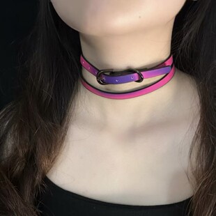 温变项圈女颈带高级感辣妹颈链y2k锁骨链温感变色手环甜酷风颈圈