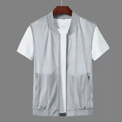 夏季薄款外搭马甲新款速干透气男马夹皮肤衣网眼背心户外钓鱼坎肩