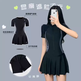 夏季 连体运动游泳馆小胸保守显瘦遮肉泳装 爆款 学生泳衣女2025新款