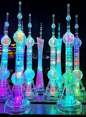 上海东方明珠模型东方明珠塔纪念品世界建筑模型摆件创意礼物亮灯