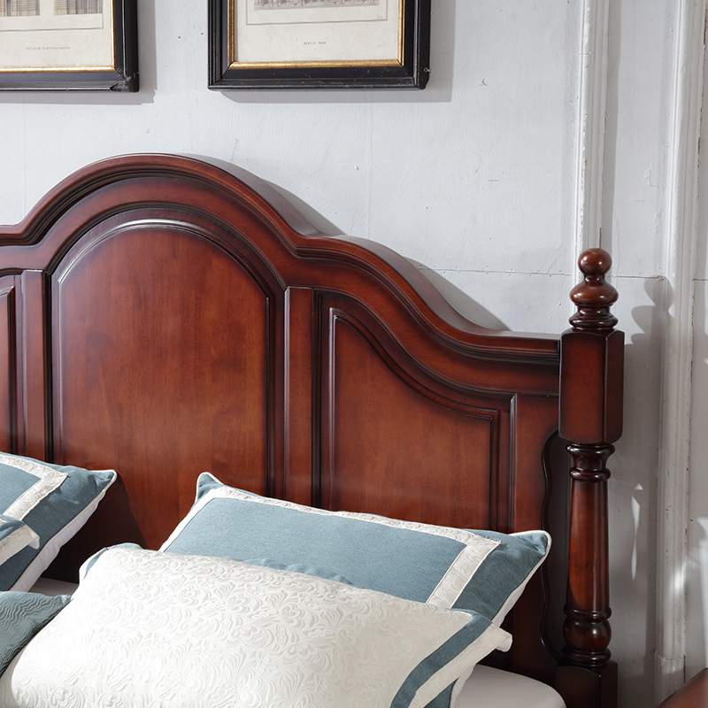 美式乡村橡胶木全实木床双人床主卧室套房家具欧式婚床高箱储物床