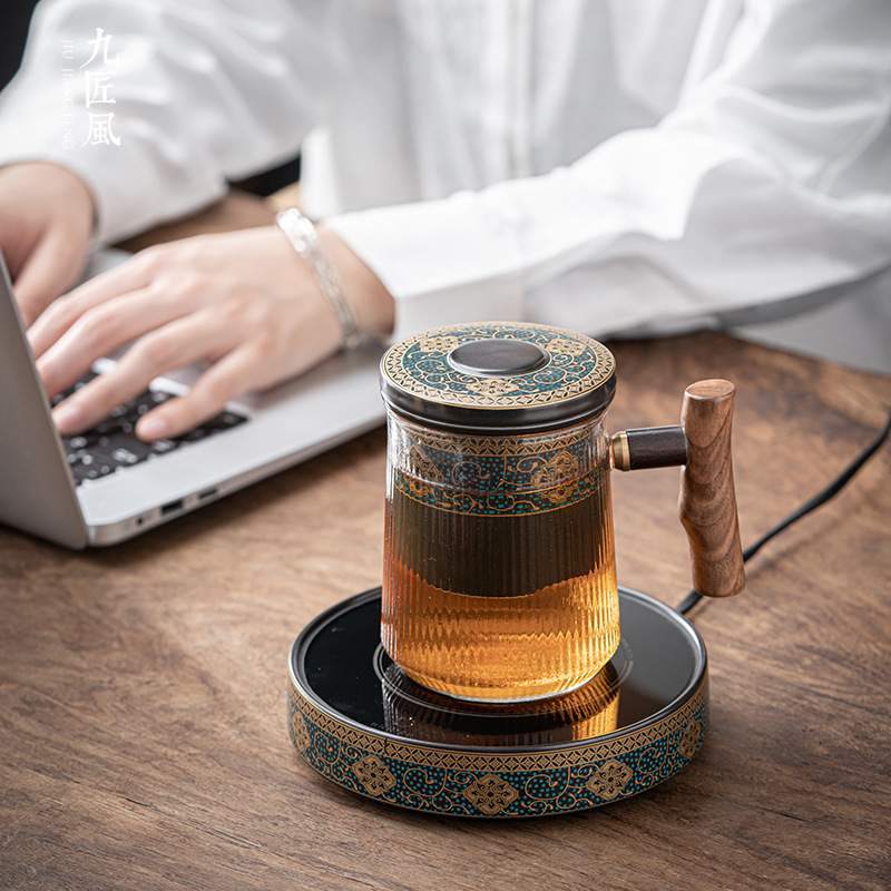 复古宫廷风恒温加热杯垫茶水分离冲茶壶家用办公室加热底座茶杯垫