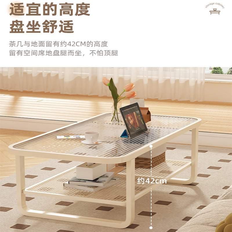 客厅阳台家用沙发小户型边几小桌子现代简约双层茶桌钢化玻璃茶几