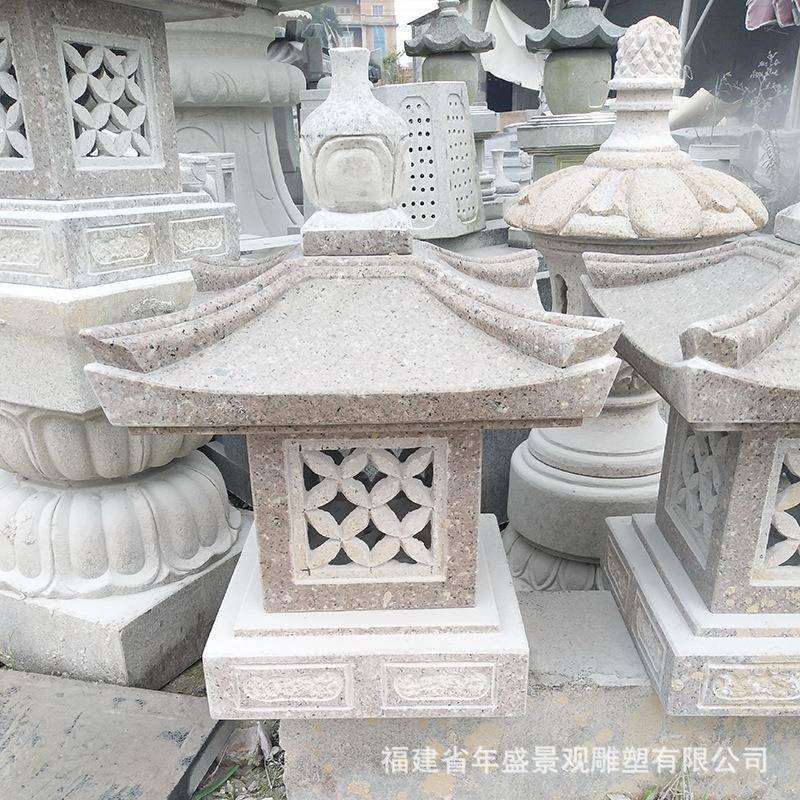 户外景观园林庭院石雕制品石头灯日式工艺品花岗岩草坪灯现货