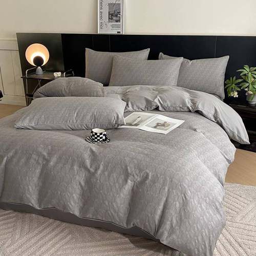 全棉三层纱提花高端四件套全棉水洗棉床单被套床上用品工厂