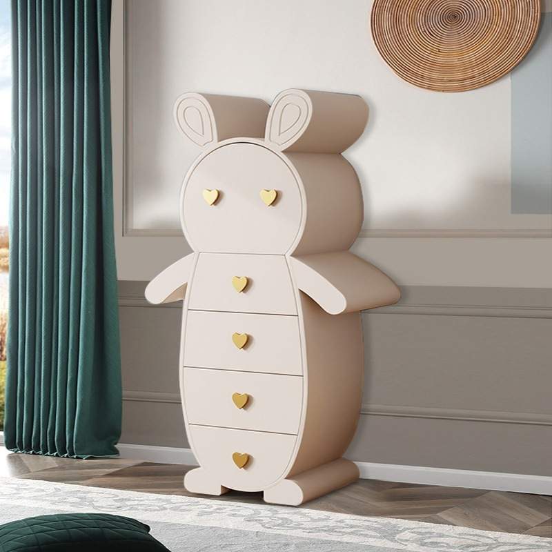 白色钢琴烤漆五斗柜实木儿童卧室床头柜简约现代收纳储物柜抽屉柜