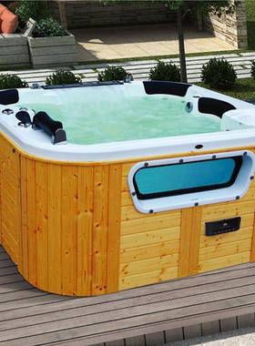 户外花圜按摩浴缸SPA泡澡浴池亚克力冲浪水疗浴缸5-6人位bathtub